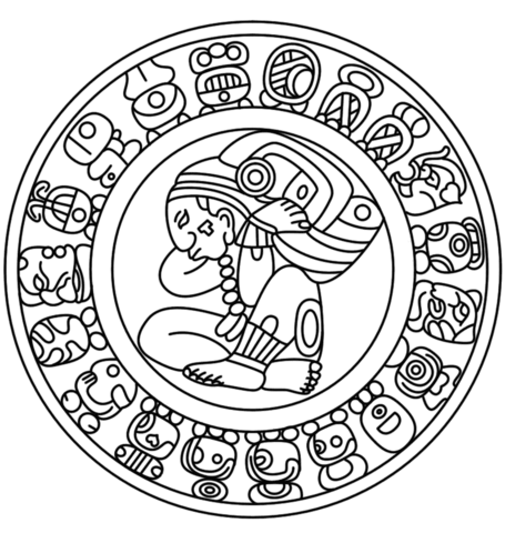 Mayan Calendar Coloring Page